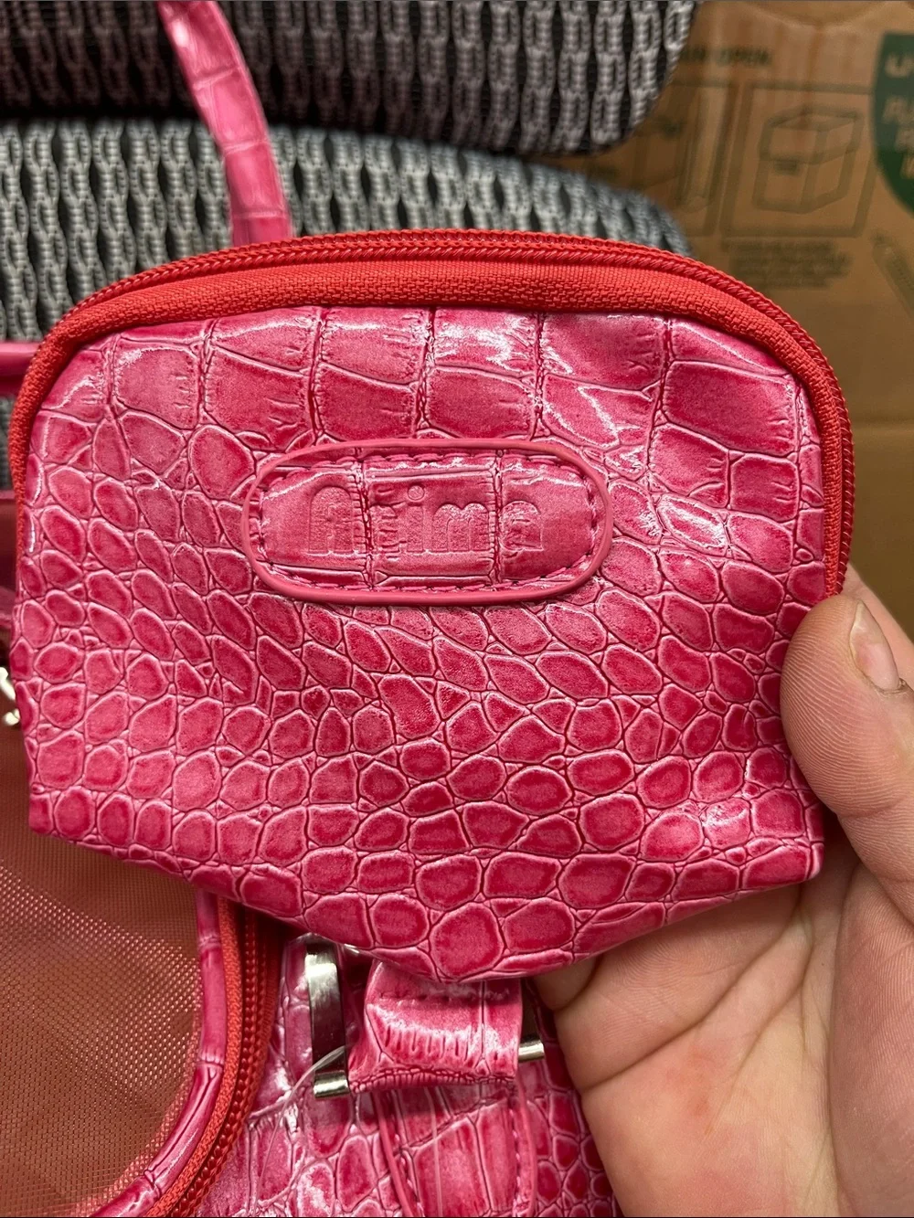 Hot Pink Faux Croc Small Pet Carrier with Dual Handles